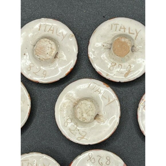 Orange Gold Hand-made Ceramic / Stoneware Shank Buttons Hand Etched ITALY 82G - Picture 4 of 10